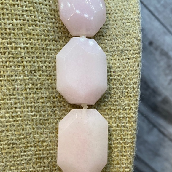 Pink Faceted Jade 24 inch hand knotted necklace set bracelet 6in - Picture 4 of 8